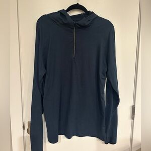 01.Algo Men's Navy Blue Hoodie half zip size large
